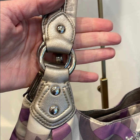 Coach Purple and Cream Madison Handbag - Picture 6 of 10